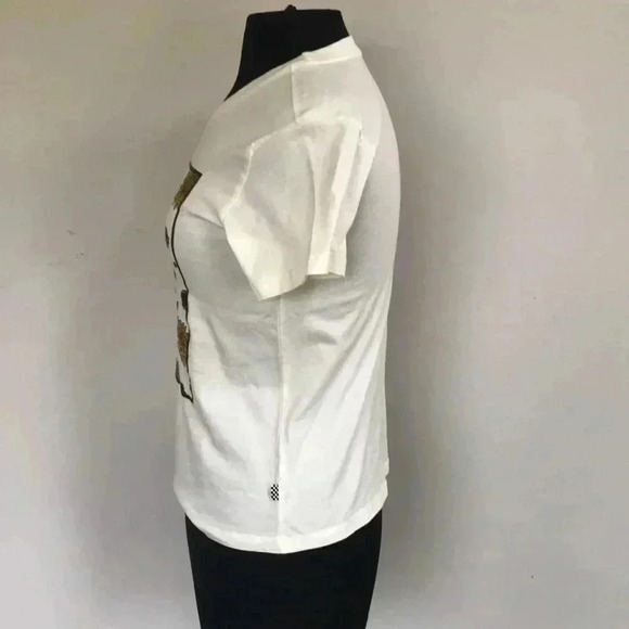 Vans Off The Wall Spell Out Floral Tee Size XS - Picture 2 of 5